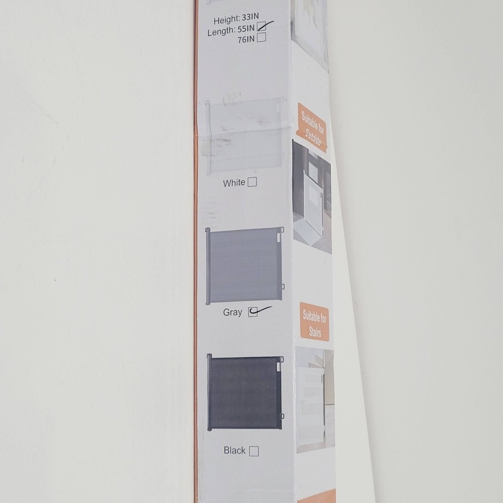 Cumbor Baby Pet Mesh Gate 33" Tall Retractable Barrier Extends to 55" for Stairs - Picture 6 of 11